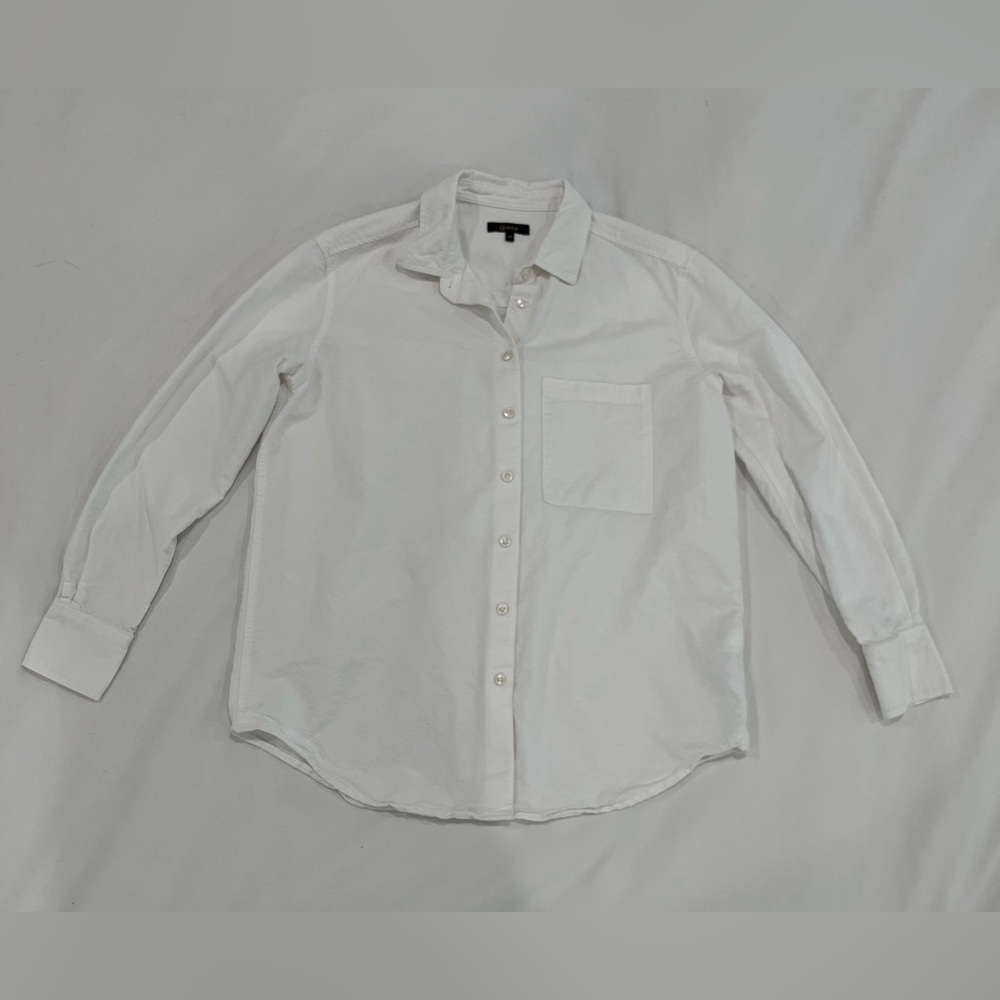 like new quince organic cotton relaxed oxford button up shirt white XS - Picture 3 of 12